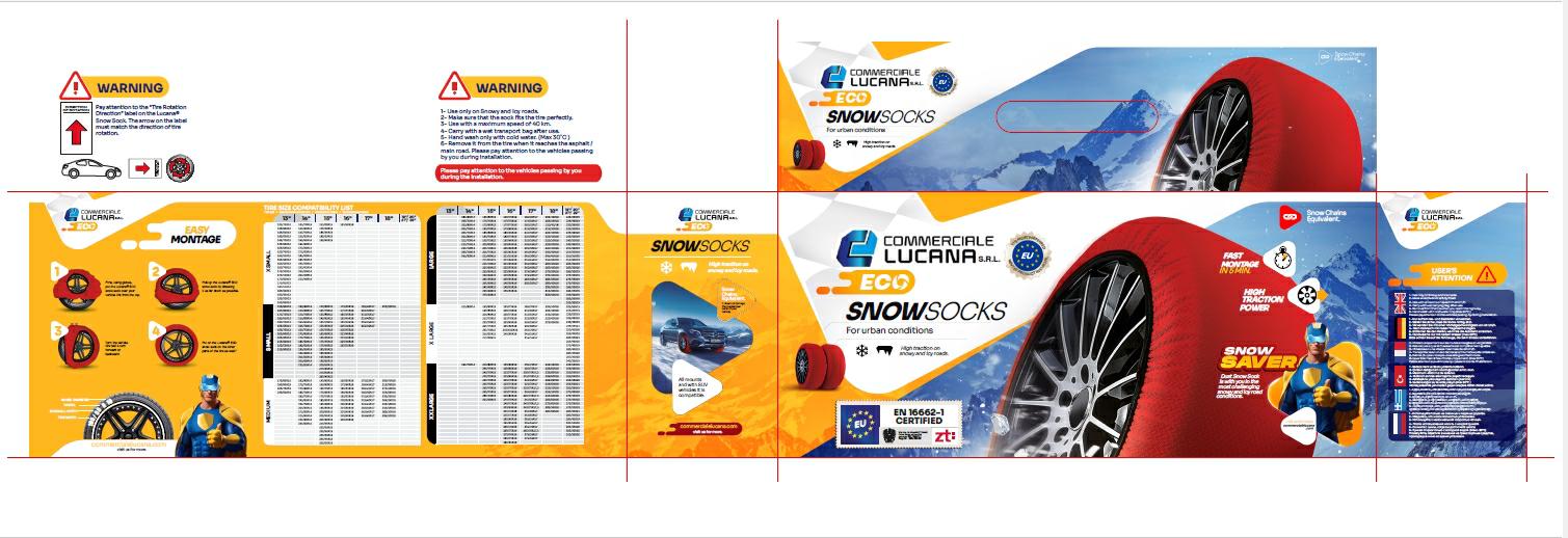 Articolo H32GC - CALZA DA NEVE FLIX MISURA M (204X42 CM) DIAMETRO 62 CM