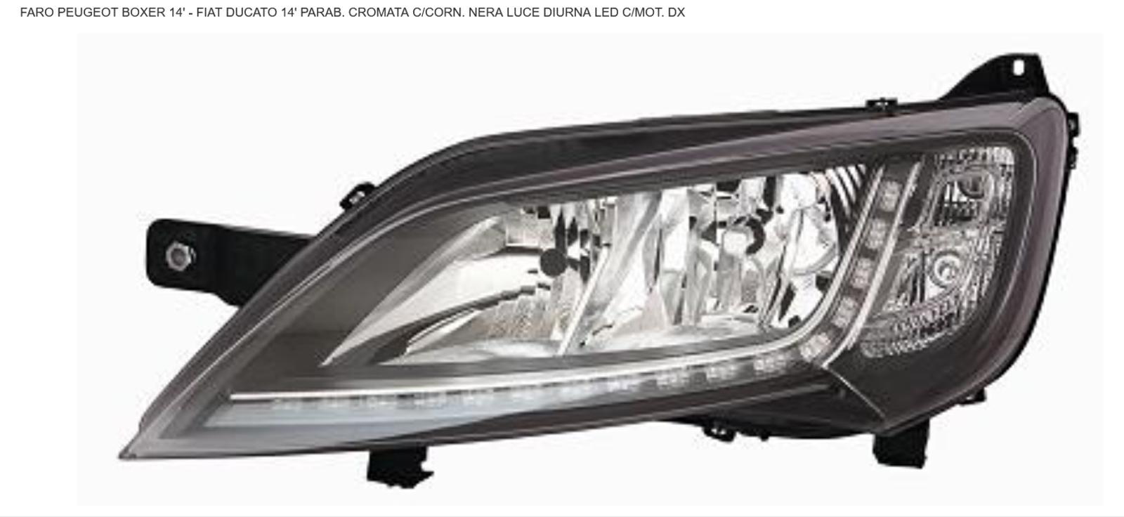 Articolo RSMV3 - FARO DX 2H7 C/DRL A LEDC/MOT EL PEUG BOXER 01/14> CORNICE NERA